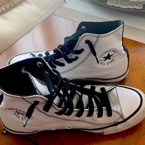 White and black customized Converse